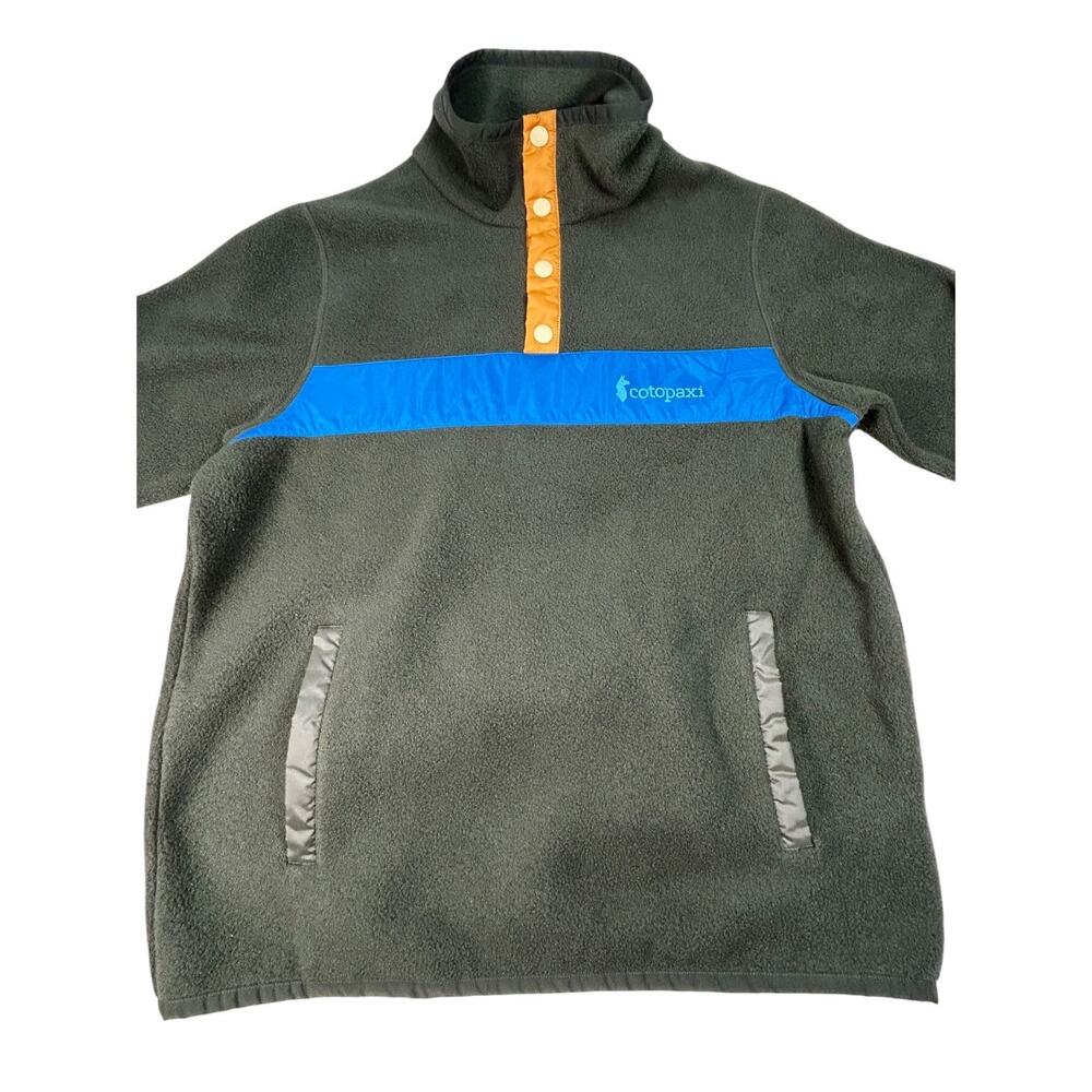 Cotopaxi Teca Boys M Fleece Pullover Green Blue Colorblock Snap Hiking - Picture 3 of 12